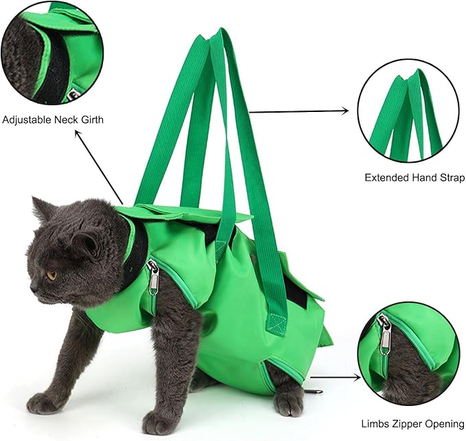 HDKUW Cat Grooming Bag,Foldable Travel Carrier for Cats,Anti-Bite Anti-Scratch Cat Grooming Restraint Bag,Pet Carrier for Administering Eye Drops,Ear Cleaner,Clipping Nails (Black, M)