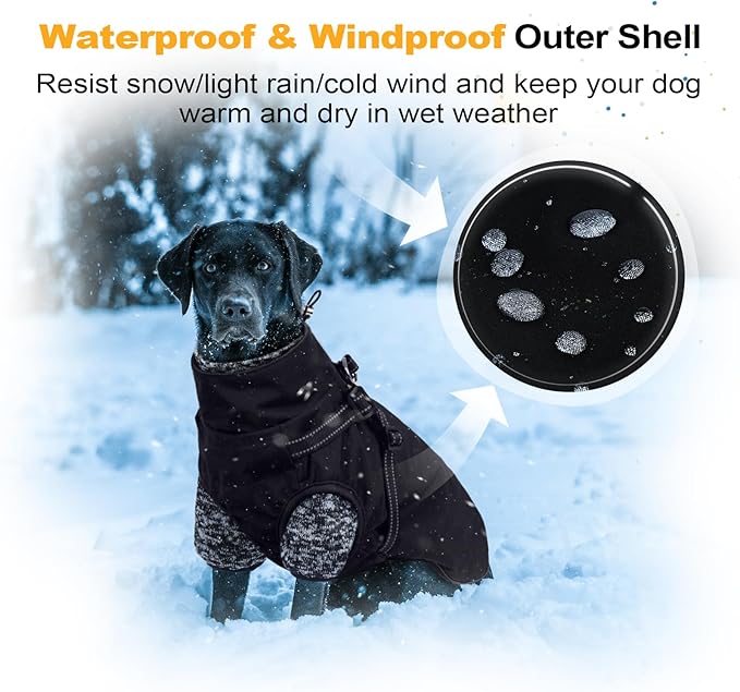 Lelepet Dog Coat 3 in 1 Waterproof Dog Winter Jacket with Harness Built in Windproof Snow Jakcet with Detachable Fleece Sweater Lining Reflective Thermal Cold Weather Coats for Small Medium Large Dogs