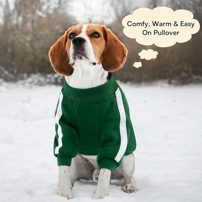 Queenmore Medium Christmas Dog Sweater, Cozy Fleece Dog Sweatshirt, Warm Winter Fleece Jacket for Small, Medium & Large Dogs with Leash Hole/Reflective Stripes Green