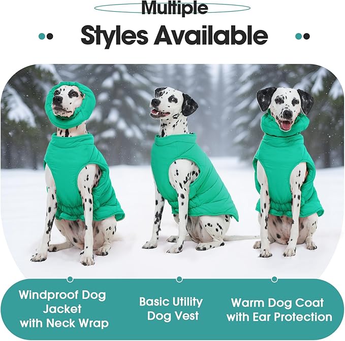 Medium Dog Jacket with Zipper, Dog Winter Coats for Medium Dogs, Warm Waterproof Snow Puffer Vest for French Bulldog, Boston Terrier, Cocker, Beagle, Green M