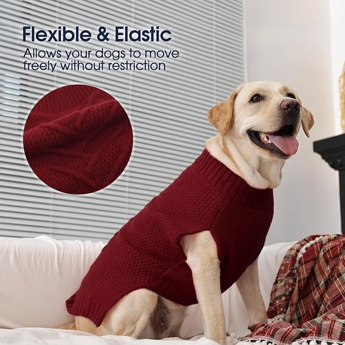 IECOii Big Dog Sweater - Extra Large Dog Sweater for Cold Weather, DarkRed, 4XL for Doberman & Great Dane, DarkRed - XXXXL
