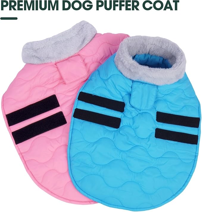 Kuoser Dog Jacket, Warm Dog Coats for Small Dogs, Doggie Winter Jacket Cold Weather Coats with Leash Hole, Winter Coat Apparel for Yorkie Chihuahua, Pink XS