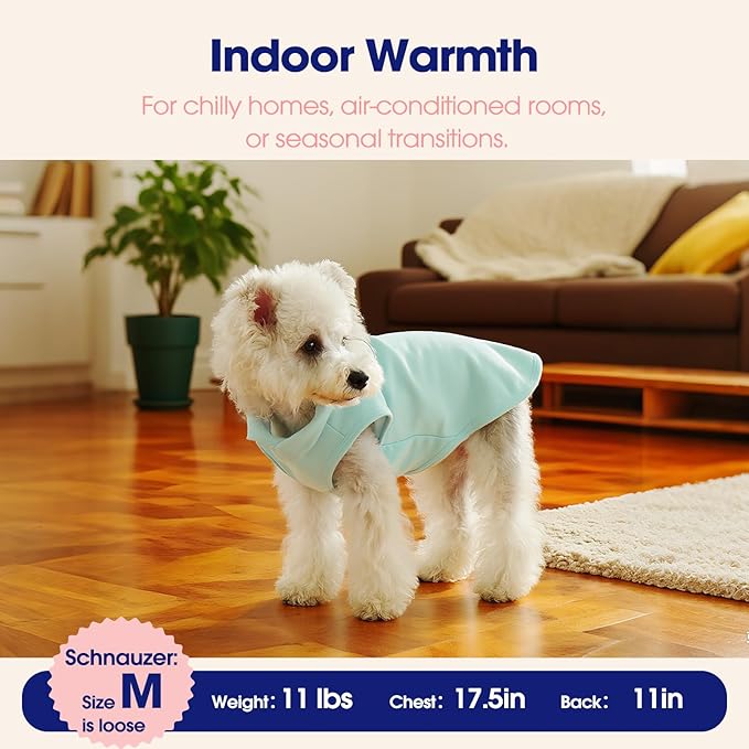 FUAMEY Dog Fleece Vest for Small Dogs,Warm Stretchy Dog Sweatshirts Pullover with Leash Hole Dogs Sweater Soft Pet Turtleneck Cozy Pet Vest Lightweight Sleeveless Blue S