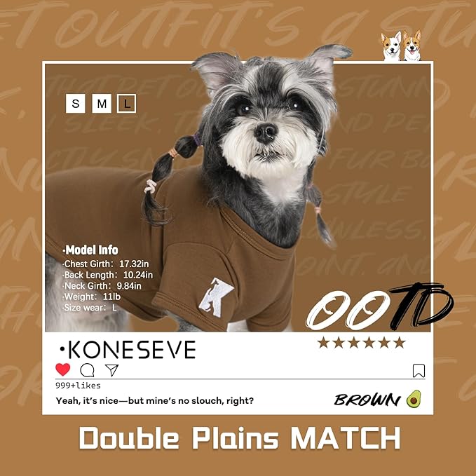 Koneseve Dog Shirts 2 Pack Soft Tee Comfortable Pet Clothes for Small Pets Brown & Avocado Green M