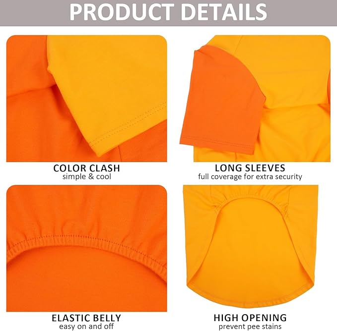 2 Pack Dog Shirt for Medium Dogs - Soft Breathable Summer Cool Tee, Lightweight Comfortable Clothes for Sensitive Skin, Jack Russell, Shihtzu, Indoor Lounging, Walking, Park Play, Orange