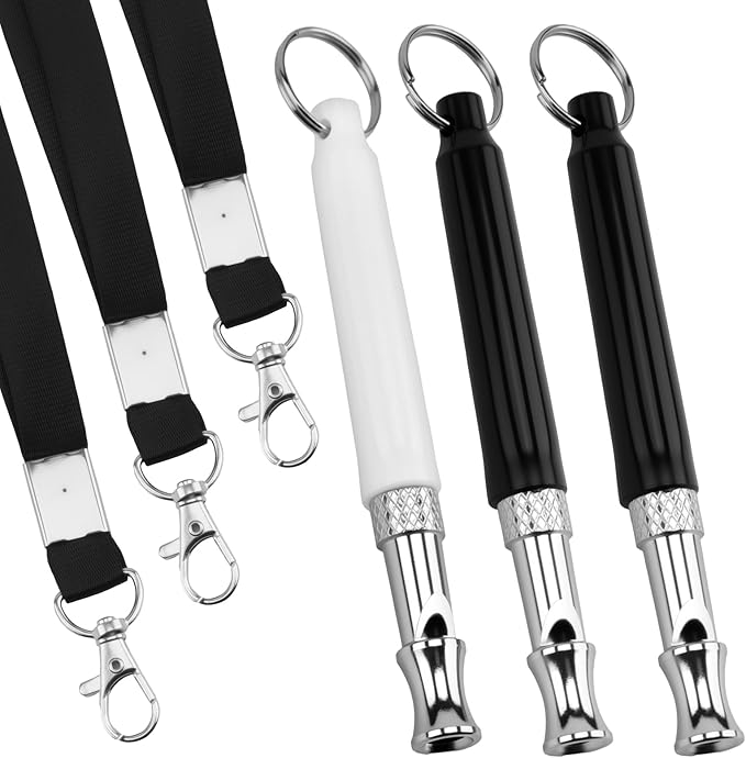 3 Pack Silent Dog Whistle to Stop Barking Neighbors Dog, Ultra-Wide Frequency Ultrasonic Training Whistle for Dogs, Adjustable Professional Recall Dog Training Whistles (Black & White)