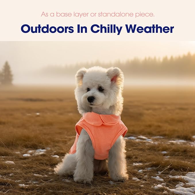 FUAMEY Dog Fleece Vest for Medium Dogs,Warm Stretchy Dog Sweatshirts Pullover with Leash Hole Dogs Sweater Soft Pet Turtleneck Cozy Pet Vest Lightweight Sleeveless Orange M