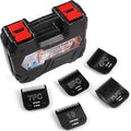 5 Pack Detachable Dog Grooming Steel Blades with Blade case Holder,Compatible with Andis,Oster A5,Wahl KM-10 Series,Cutting Length 1/16" to 1/2"(10+7FC+5FC+4FC+3-3/4FC-black)