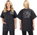 Noverlife Short Sleeves Pet Grooming Work Clothes with Full Zipper, XL Size, Splash Proof Anti-Static Pets Beautician Smock, Dog Cat Groomer Cosmetologist Uniforms for Pet Shop Men Women