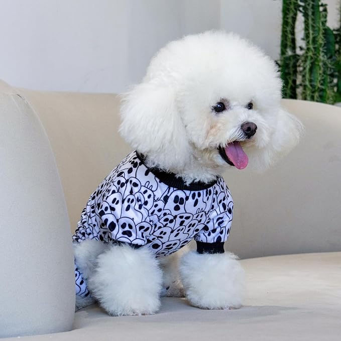 CuteBone Small Dogs Outfit Soft Puppy Onesies Pjs Halloween Dog Pajamas Pet Coat Cat Apparel Comfy Doggie Jumpsuit Bodysuit for All Seasons P300M