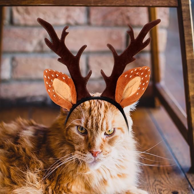 Christmas Halloween Pet Headband for Dog Cat Pet Elastic Band Adjustable,Costume Accessory for Cats and Kittens Comfortable Non-deformable for Holiday Season and Photography - Size L