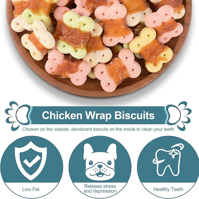 Dog Treats Biscuits Wrapped in Chicken Chews for Small Dog no Rawhide1 lb/454g