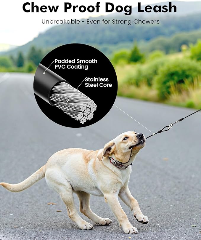 26ft Retractable Dog Leash with Chew Proof Extender, 2025 Upgraded Heavy Duty Retractable Pet Leash with Poop Bag Holder, Anti-Slip Grip, Reflective Leashes for Medium Large Dogs up to 110 lbs(Black)