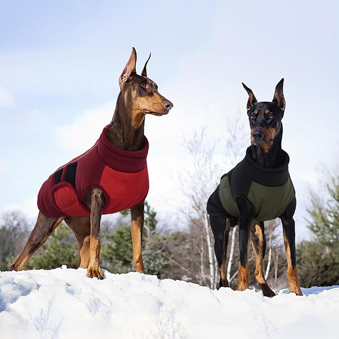 Kuoser Dog Jackets for Small Dogs, Warm Dog Coat with Harness Built in, Puppy Winter Jacket Pet Clothes for Cold Weather, Reflective Waterproof Doggie Winter Vest for Pug Dachshund, Green S