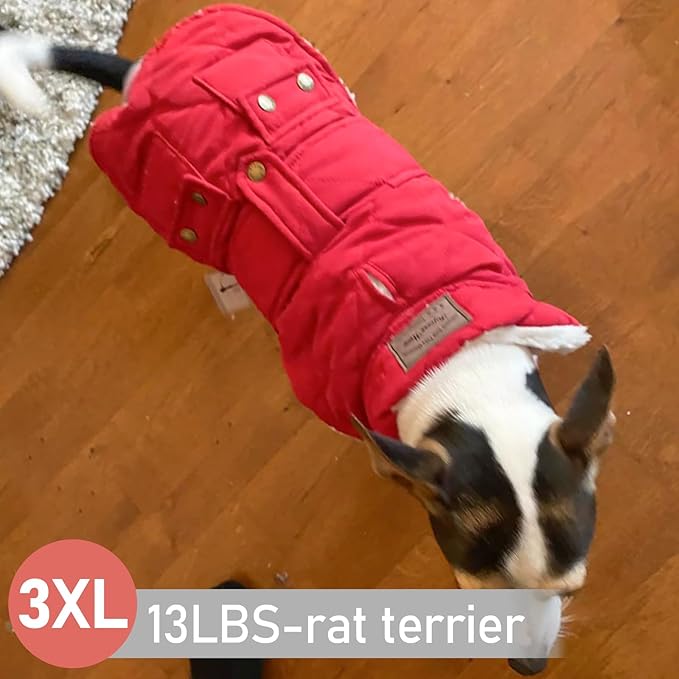 KYEESE Dog Coat Warm Pet Winter Puffer Coat with Leash Hole Windproof Dog Coats for Small Dogs Soft Pet Sweater for Cold Weather Waterproof Dogs Jacket with Fleece Lined Thick Cat Clothes with Pocket