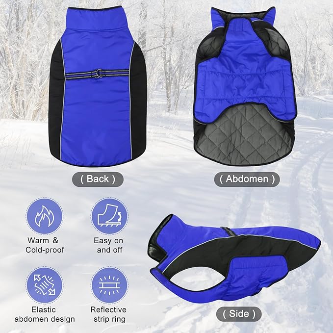 Dog Coat, Water-Resistant Dog Clothes, Warm Fleece Lining Dogs Coats, Winter Windproof Dogs Jackets with Reflective, Pet Vest for Small Medium Large Pets - 1 PCS