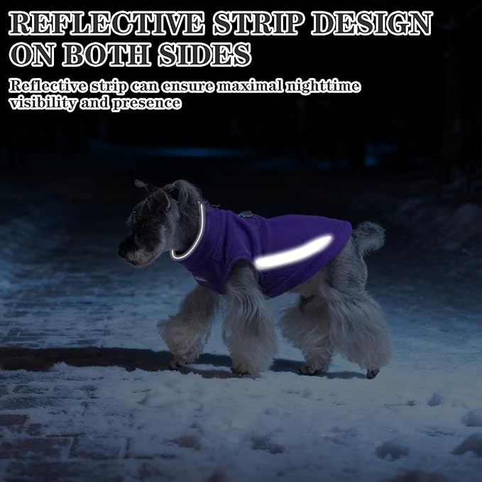 EXPAWLORER Dog Fleece Vest Jacket Sweater for Small Medium Large Dogs, Cold Weather Winter Coat Hoodie with Leash D-Ring and Zipper, Reflective Warm Sleeveless Puppy Clothes for S M L Boys Girls Cats