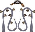 2 Pack Dog Bells for Door Potty Training, Handwoven Cotton Rope Dog Doorbell with 6 Extra Loud Bells, Adjustable Dog Door Bells for Small Medium Large Dogs to Ring to Go Outside, Grey