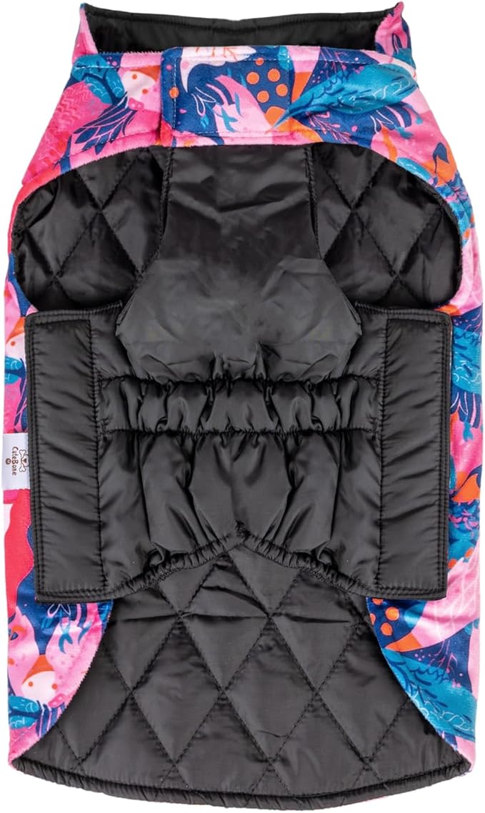 CuteBone Winter Dog Coat - Waterproof Windproof Reversible Jacket with Leash Hole - Soft Thick Coats for Small to Large Dogs