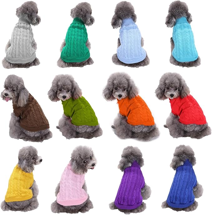 Warm Classic Turtleneck Pet Sweater - Cute Winter Dog & Cat Sweaters for Small, Medium & Large Dogs & Puppies - Christmas Sweaters for Girls & Boys