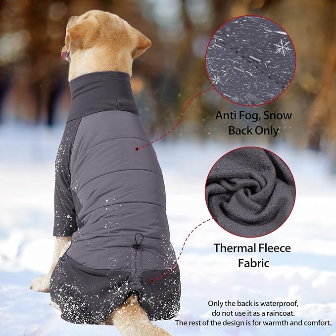 Dotoner Dog Sweater Warm Fleece Pullover Winter Sweatshirt with Turtleneck Leash Opening Waterproof Back Four Leg Cozy Clothes for Medium Large and Small Dogs