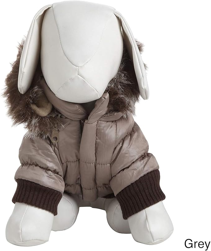 Pet Life Ski Parka, Metallic Grey, Medium