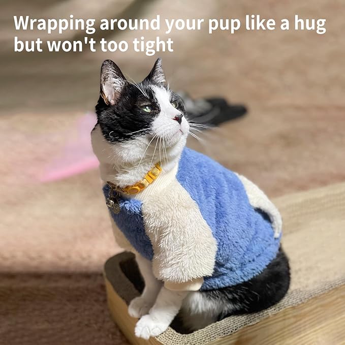 LESYPET Dog Sweater for Small to Medium Dogs, Fleece Lining Puppy Sweatshirt in Winter, Warm Puppy Clothes Pullover Jumper, Blue XX-Large