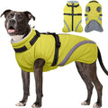 BRKURLEG Dog Winter Jackets for Large Dogs, Dog Coat with Harness Built in, Dogs Snowsuits with Zipper, Waterproof Windproof Pet Puffer Jacket Fleece Vest for Beagle, Pitbull, Green XL