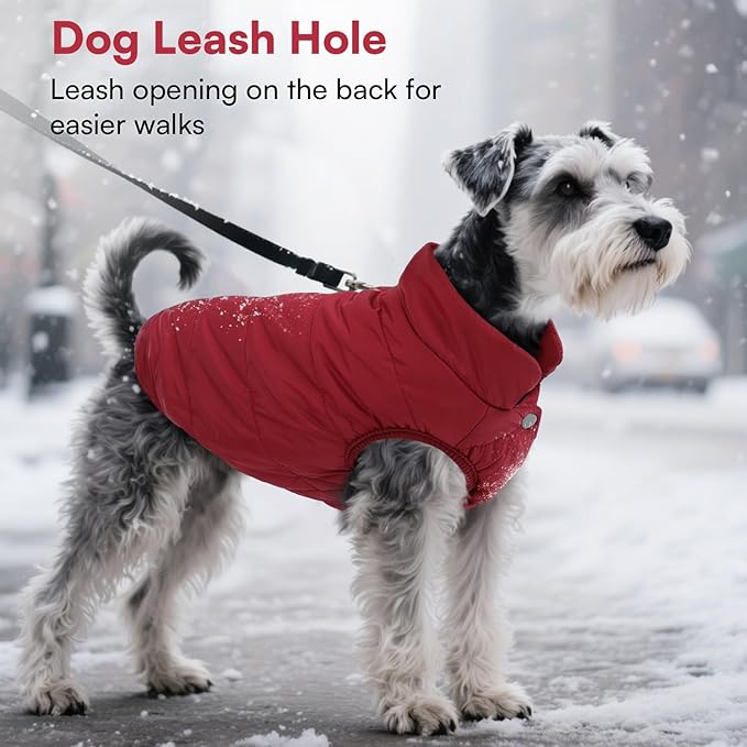 ASENKU Dog Winter Coat - Waterproof Windproof Dog Jacket, Warm Snowproof Doggie Puffer Vest for Cold Weather, Lightweight Snow Coats for Small Medium Large Dogs (3XL, Red)