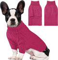 Small Dog Thermal Pullover Sweater, Classic Turtleneck Cable Knitwear Dog Clothes for Cold Weather Warm Pet Clothes for Chihuahua, Bulldog, Dachshund, Pug Hot Pink Large
