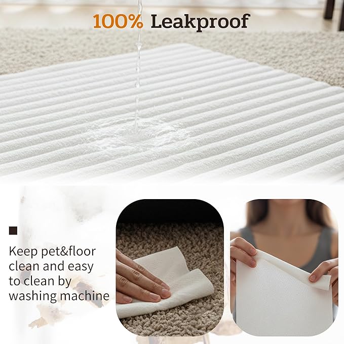 NWK Pack of 4 Fluffy Self Warming Cat Mat, Cat Blanket, Thermal Dog Mat, Washable, Non-Slip Bottom for Sofa & Crate & Kennel & Car Seat (Creamy White, Large (34'' X 22'' X 0.7''))