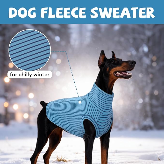 ROZKITCH Dog Sweaters for Medium Dogs Boy Girl,Soft Stretchy Turtleneck Pullover for Medium, Warm Winter Coat for BlueStripe M