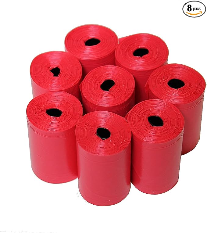 120 Easy Open & Strong Leak-Proof Poop Bags Dog Waste Bags 13.25 x 9" Made in USA .Bags are easier to tie than standard 12 inch bags (Red)