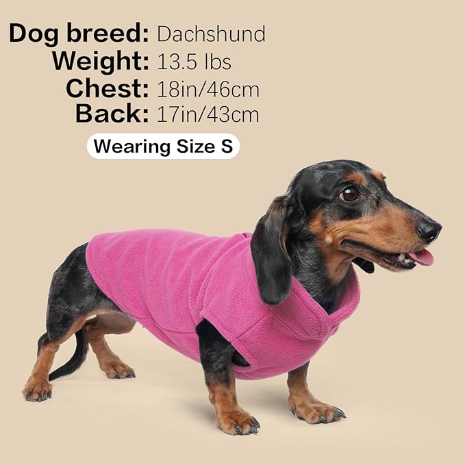 FUAMEY Dog Fleece Vest for Medium Dogs,Warm Stretchy Dog Sweatshirts Pullover with Leash Hole Dogs Sweater Soft Pet Turtleneck Cozy Pet Vest Lightweight Sleeveless Pink M