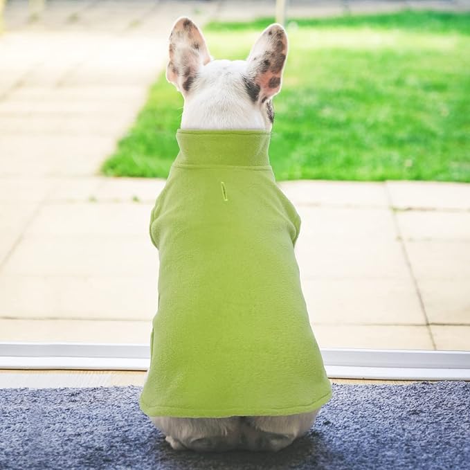 FUAMEY Dog Fleece Vest for Large Dogs,Warm Stretchy Dog Sweatshirts Pullover with Leash Hole Dogs Sweater Soft Pet Turtleneck Cozy Pet Vest Lightweight Sleeveless Green XL