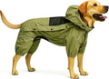 LOVELONGLONG Fleece-Lined Dog Raincoat with Removable Hood – Waterproof Winter Full Body Dog Jacket – Windproof Snowproof Cold-Weather Suit – Green-F XXS