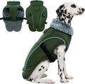 DENTRUN Extra Large Warm Dog Jacket - Windproof Water Repellent Reflective Coat, Adjustable Plush Turtleneck, Easy Wear Fleece Lined Cold Weather Vest for Great Dane, Army Green, XXXL