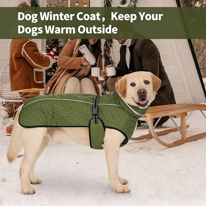 Dog Winter Coat for Small Medium Dogs, Reflective Dog Winter Jacket, Thick Fleece Snowsuit & Christmas Vest, Warm Water-Resistant Puppy Coat, Small Doggie Jackets for Cold Weather