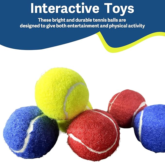 1.5" Small Tennis Balls for Dogs - Cat Toy 3 Colours and Pack of 12 Mini Tennis Balls for Small Dogs