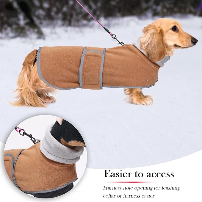 Geyecete Dachshund Sweaters for Dogs Jacket,Dachshund Coat Perfect Dog Winter Coat with Padded Fleece Lining,high Collar,Dog Snowsuit-Brown-M