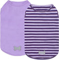 KYEESE 2Pack Dog Shirts for Small Dogs Comfort Striped T Shirt Soft Pet Tee Cotton Tank Top Pet Clothes Lightweight Sleeveless Stretchy Dog Vest, X-Large,Purple+Striped