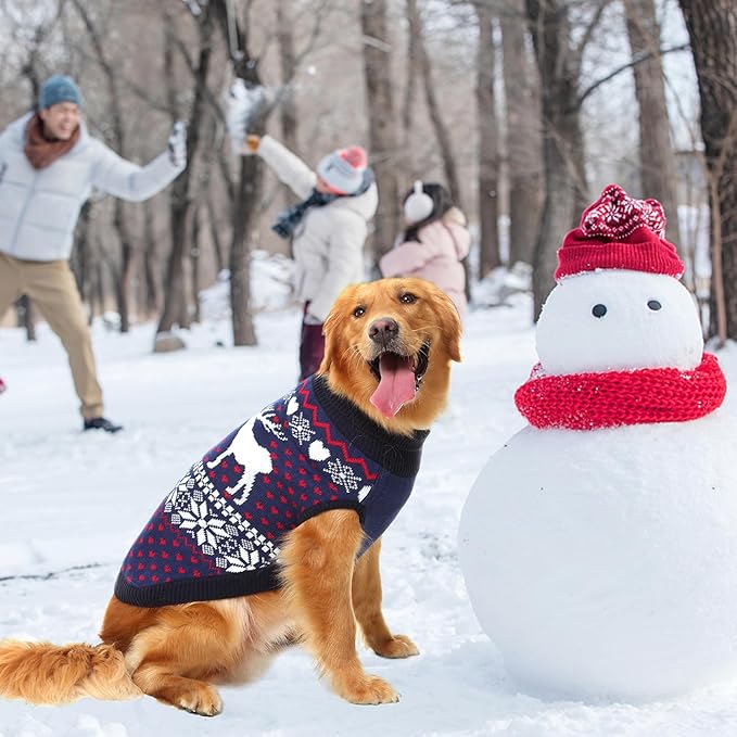 SCENEREAL Dog Sweater for Girls Boys, Turtleneck Pullover Winter Puppy Clothes, Christmas Outfits, Sweatshirt Apparel Knitwear for Frenchie, Beagle, Boston Terrier, ML