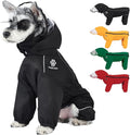 PINA Dog Raincoat & Jacket with Hood & Leash Hole, Lightweight Dog Poncho with Reflective Strap & Pocket for Wet Weather, Full Wrap Design for Full Protection