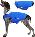 Kuoser Dog Coat Medium, Cold Weather Reflective Waterproof Dogs Jacket with Warm Fleece Lining, Turtleneck Dog Winter Coat with Zipper, Doggy Snow Jacket Pet Coats for Small Medium Large Dogs, Blue M