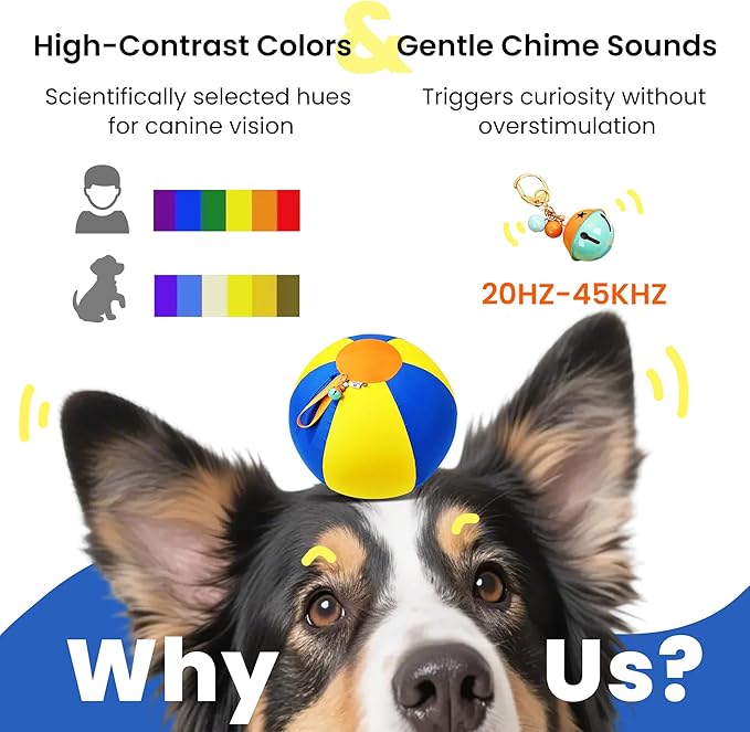 22‘’ Jingle Herding Ball for Dogs & Puppies with Bell, Dog Play Toy, Audible Herding Ball for Cattle Dog, Australian Shepherd, Thickened Oxford Cover, Pump, Patch Repair Kit (22inch)