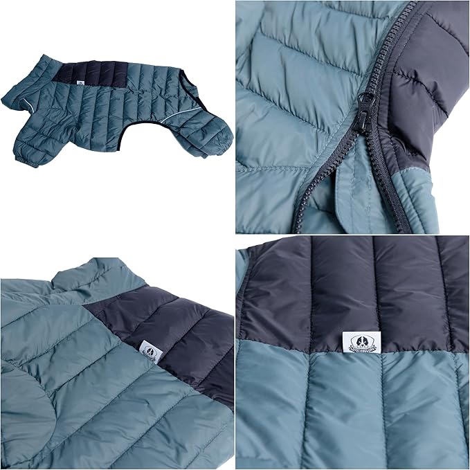 Lovelonglong Dog Coat - Warm Jacket, 4 Legs Covered Waterproof Windproof Reflective Dog Vest, Zippered Adjustable Outdoor Snow Jacket for Small to XXXXL Dogs, ArmyGreen