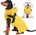 Lukovee Dog Raincoat - Waterproof Rain Jacket with Harness & Removable Hood, Reflective Double Layer Dog Rain Coat Poncho for Small Medium Large Dogs Puppy (2XL, Yellow)