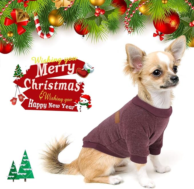 Idepet Pet Dog Classic Knitwear Sweater Soft Fleece Dog Coat Soft Thickening Warm Pup Dogs Shirt Winter Pet Dog Cat Clothes Puppy Customes Clothing for Small Dogs (L, Brown)