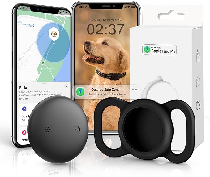 VB GPS Tracker for Dogs (1 Pack), Mini GPS Cat Tracker, Smart Pet Activity Tracker (iOS Only), No Monthly Fee, Compatible with Apple Find My, Anti-Lost, Finder Tag for Vehicles/Pets/Kids/Items