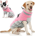 AOFITEE Dog Coat, Warm Dog Jacket, Reflective Winter Coats for Medium Dogs, Turtleneck Dogs Winter Jacket with Harness Built in, Waterproof Windproof Pet Fleece Vest Puffer Jacket, Pink M